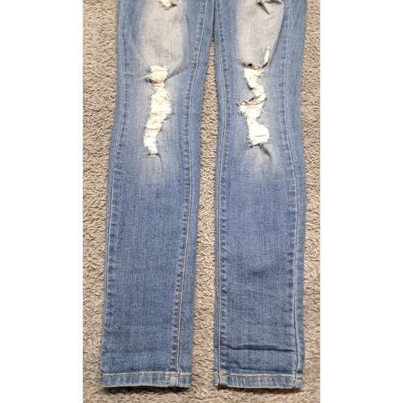 Kancan Jeans Womens Sz 25 Skinny Ankle Denim Blue Stretch Distressed Whiskers - Picture 4 of 10